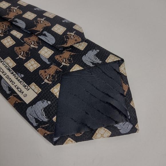 Vicki Davis Silk Neck Tie Pair Bull & Bear Oppenheimer Funds Stock Market - Picture 4 of 4
